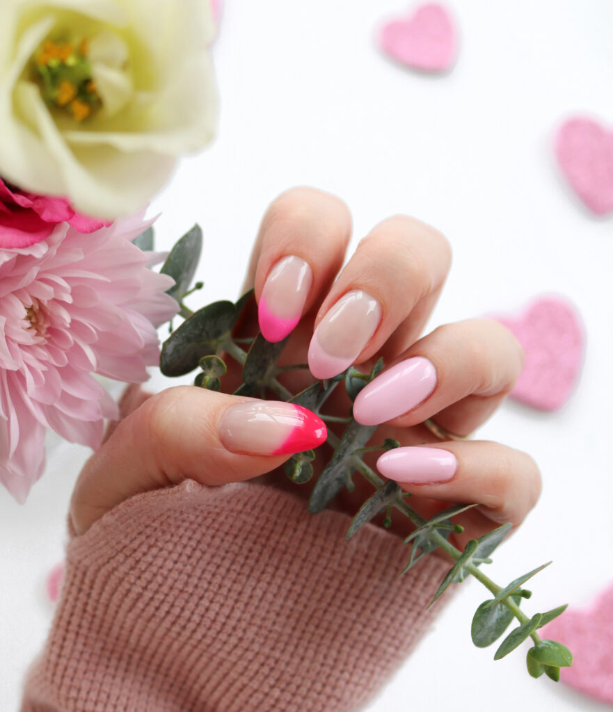 Modern Hot Pink French Tip Nails