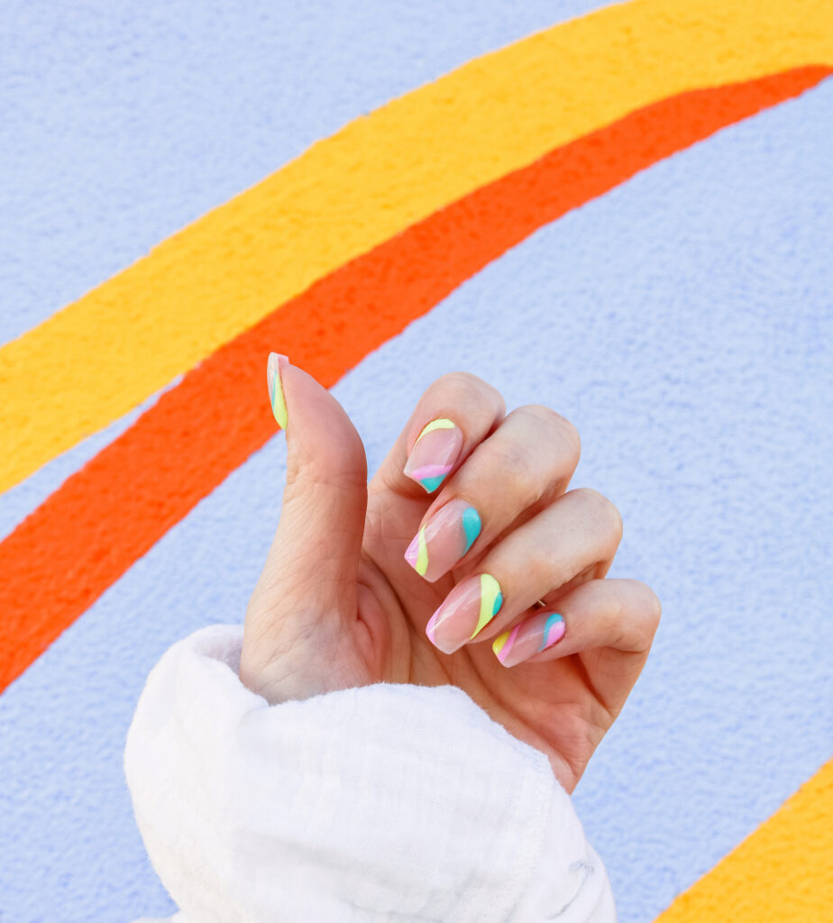Abstract rainbow nails - trendy nail design ideas