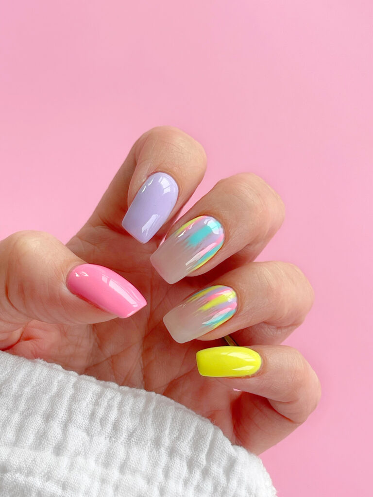 Rainbow ice cream melt nails - trendy nail design ideas