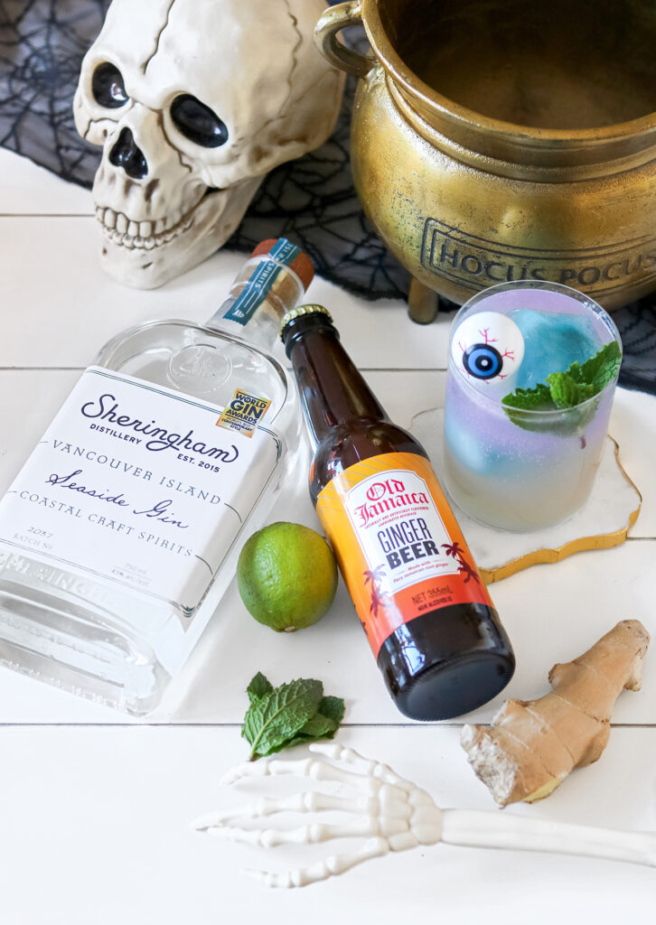 Ingredients to make Halloween Moscow Mule