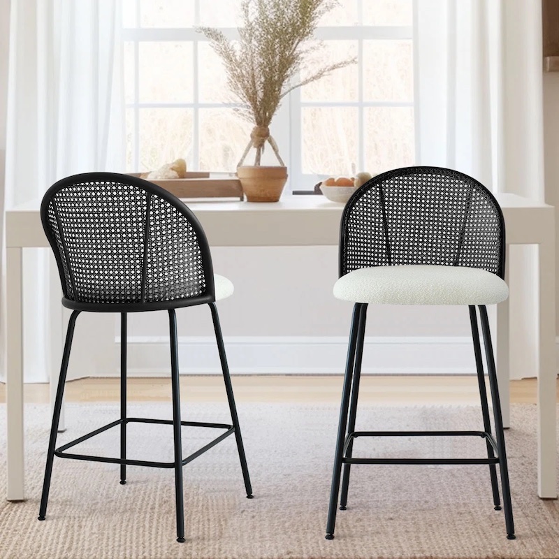 Black and White Rattan Stools - 20 Stylish Bar Stools Trending in 2025