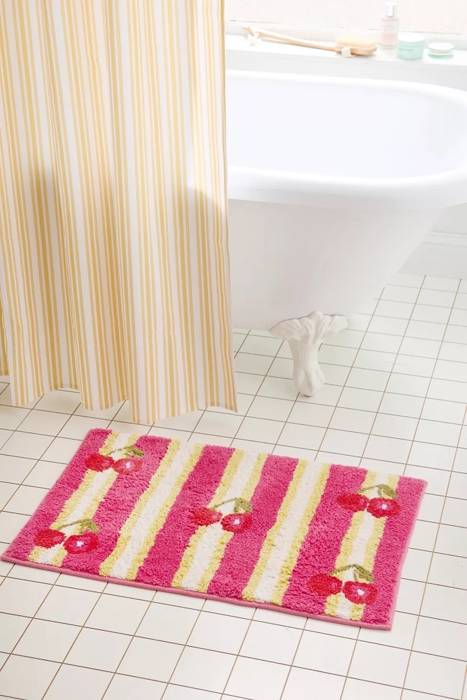 Cherry Striped bath mat