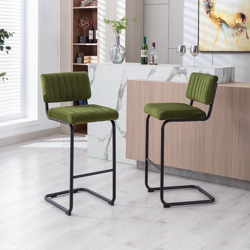 Olive green velvet bar stool - 20 Stylish Bar Stools Trending in 2025