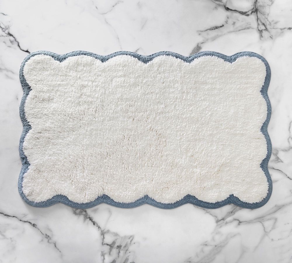 Scalloped Blue Bath Mat